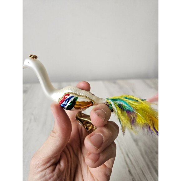 Rainbow glass swan clip ornament feather glass Xmas bird tree - Picture 6 of 9
